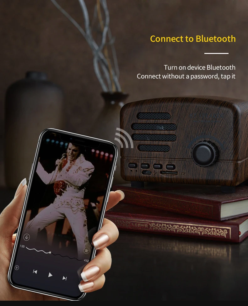 Ретро деревянный портативный мини Bluetooth динамик беспроводной громкий динамик наружная акустическая система TF радио Музыкальный сабвуфер Q8