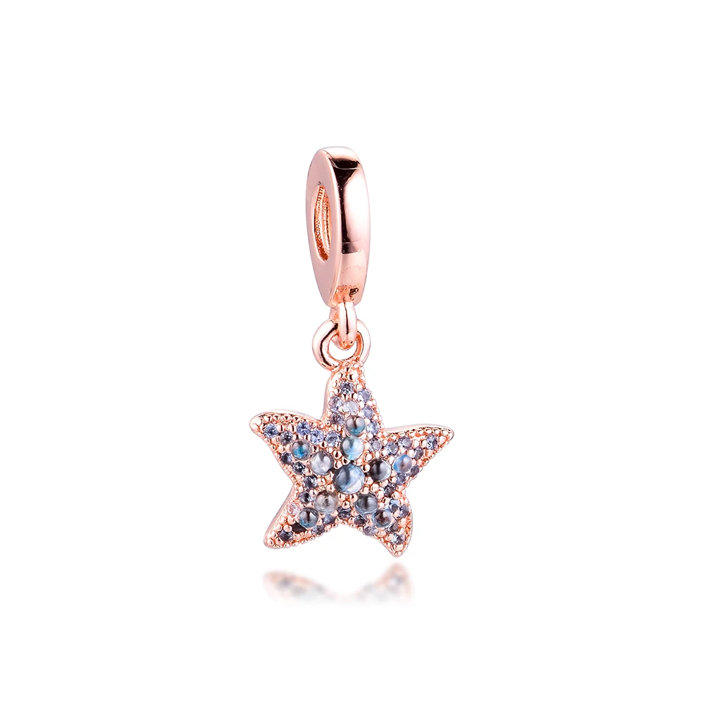 Sparkling Starfish Dangle Charm Acsesoris With Women 925 Sterling Silver Fits Original Bracelets Bead For Jewelry Making