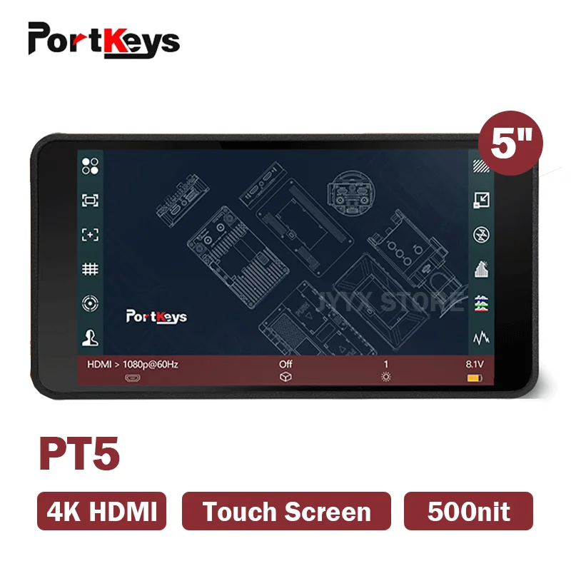 

Portkeys PT5 II 5 inch Monitor 5" IPS Panel 4K HDMI-compatible 3D LUT On Camera Field Monitor Luma RGB Waveform for DSLR Camera
