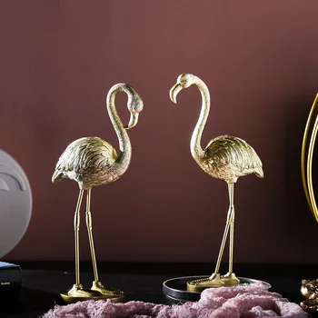 

NORDIC LUXURY RESIN GOLDEN FLAMINGO ORNAMENTS HOME LIVINGROOM TABLE FIGURINES CRAFTS TV CABINET OFFICE DESKTOP DECORATION ART