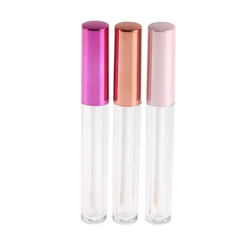 

5 Pieces Mini Empty Lip Gloss Tubes Containers Clear Refillable Lip Balm Bottles With Rubber Inserts 2.5ml