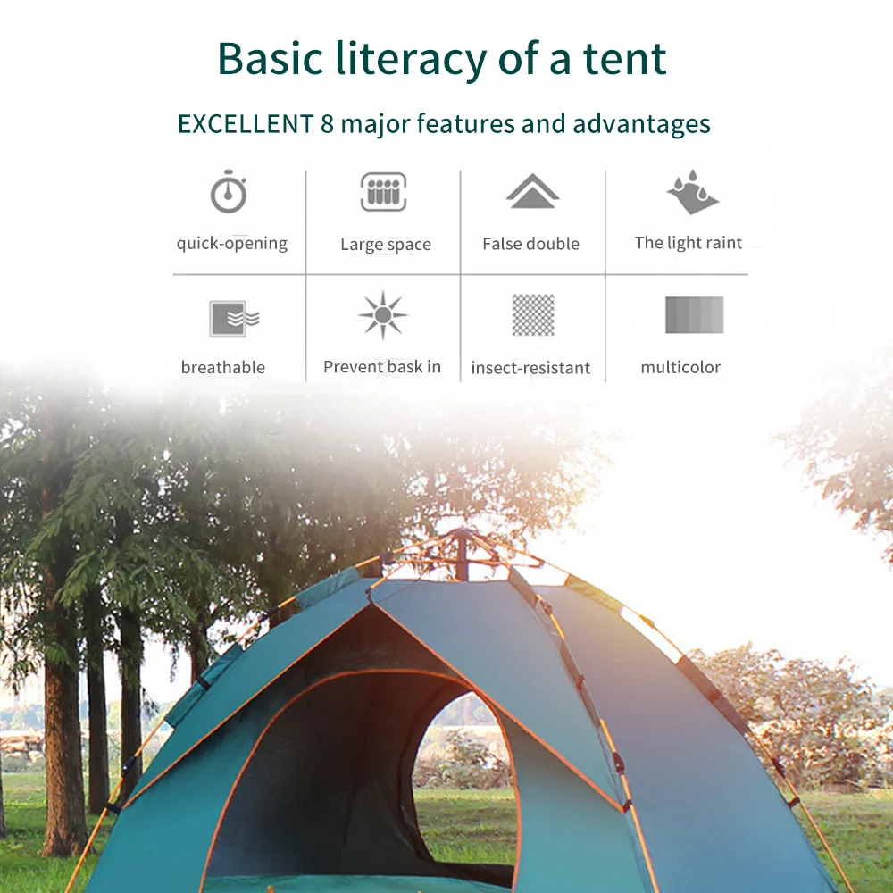 Палатки для кемпинга, походная палатка для пикника 1-4 человек, туристическая 4 сезона, семейная туристическая Пляжная палатка, открытая садовая палатка с защитой от солнца
