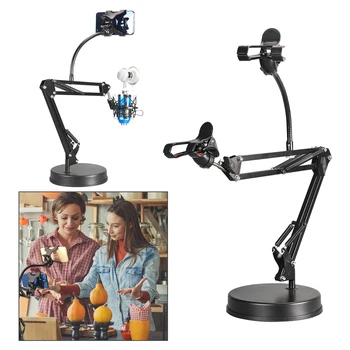 

Lazy Shelf Bedside Mobile Phone Round Holder Clip For Smart Phone Adjustable Stand Holder Bed Table Desk Long Bending Foldable