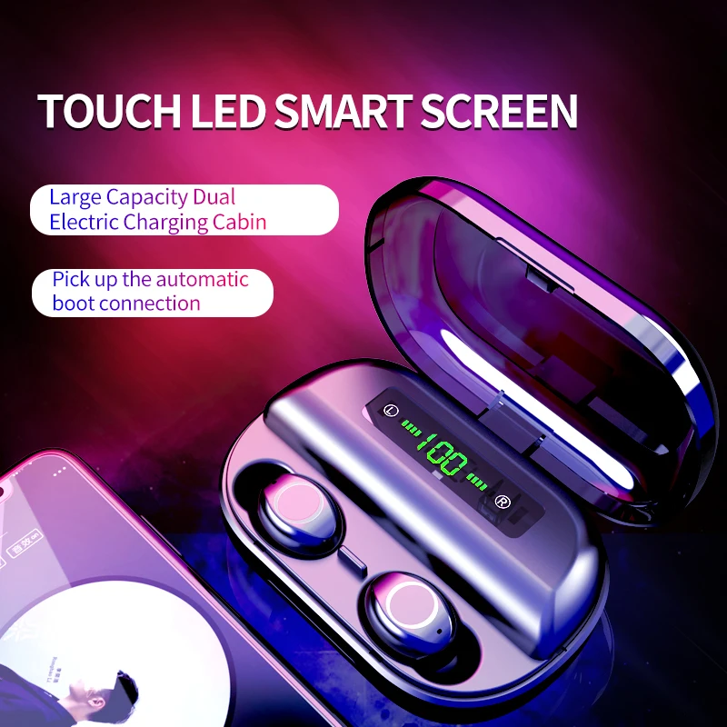 

Bluetooth 5.0 Headset True Wireless Headphones TWS In-Ear Earbuds IPX7 Waterproof Earphones HiFi For Sports Running For Phone