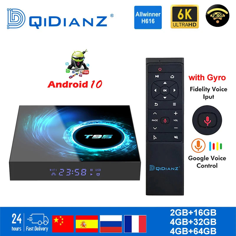  Smart TV BOX T95 Android 10 6K H616 Quad Core Netflix Media player Play Store Free App Fast Set top