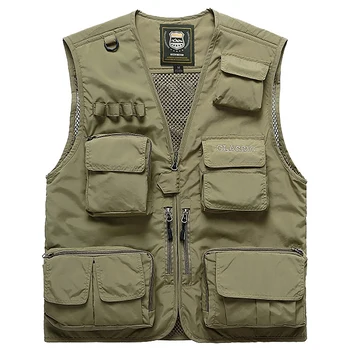

Men Multifunction Quick Dry Fishing Vest Mesh Loose Jacket Outdoor Multipockets Photography Fisherman Waist Coat,Khaki M