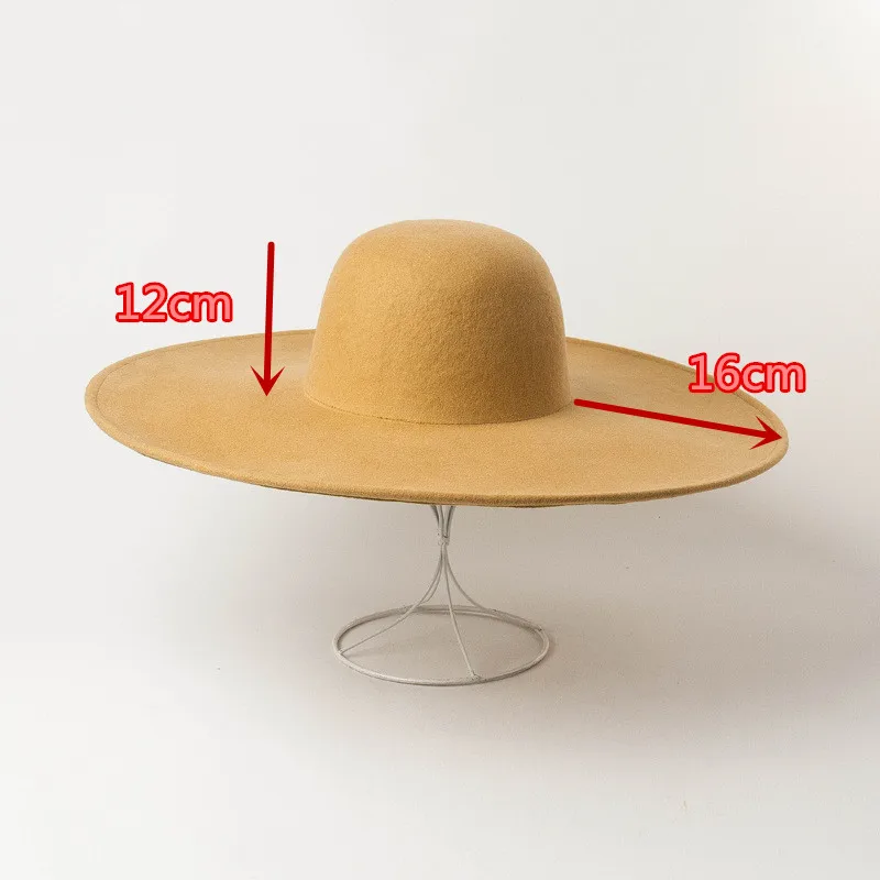 01908-HH8172 осень зима шерсть простота твердый большой край Леди Шляпа Fedora мужчины женщины досуг шоу стиль шляпа