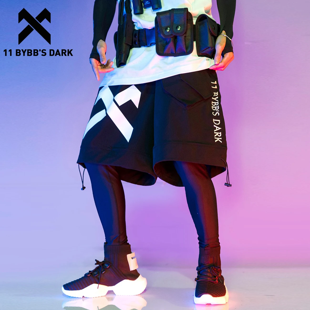Cargo-Shorts Streetwear BYBBS Jogger Tactical-Function Summer Fashion Hip-Hop 11 Black