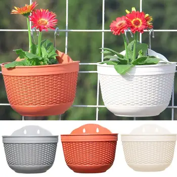 

Flower Planter Imitation Rattan Weaving PP Flowerpot Wall Hanging Office European Style Creative Garden Pot Yard Balcony