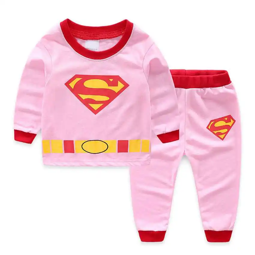Розничная, Детские пижамные комплекты для мальчиков, хлопковая стильная Пижама принцессы с человеком-пауком для маленьких детей, детская пижама, домашняя одежда для девочек на Рождество - Цвет: Color as shown