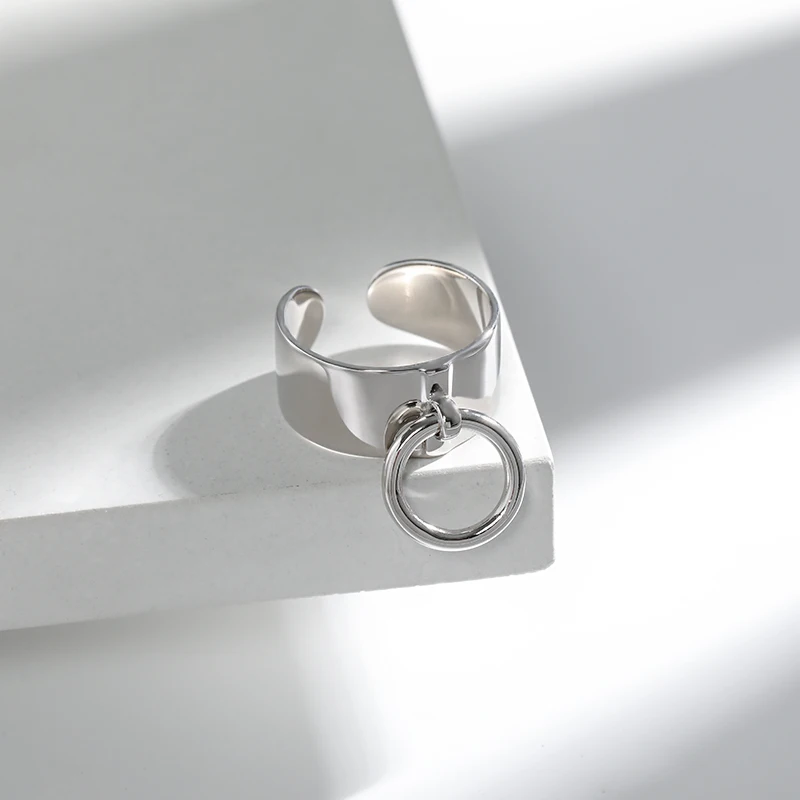 SHANICE Charm Trendy S925 Sterling Silver Rings for Women Big Smooth Face Finger Opening Ring Silver S925 Jewelry Cool Punk silver ring silver rings
