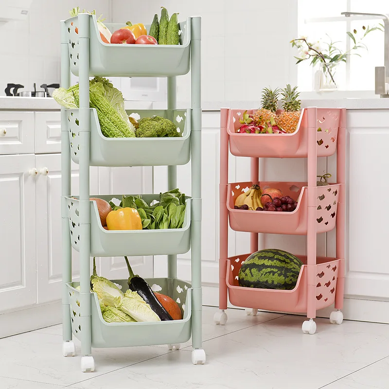 

Manufacturers Direct Selling Three Layer Kitchen Plastic Shelf Creative Bathroom Storage Rack Floor-type Debris Storage Rack