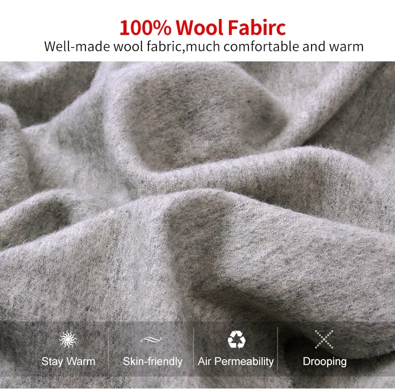 Winter Real Wool Scarf Women Echarpe Brand Tassel Shawl and Wraps Warm Foulard Pashmina Solid Beige Pure Wool Scarves