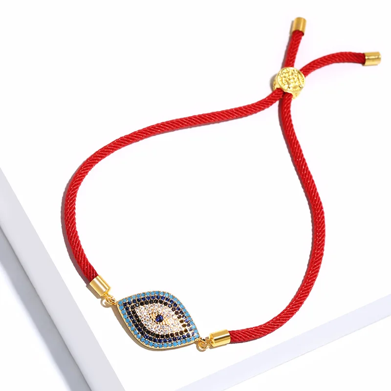 Lucky Red String стрейч Сглаза Браслет Проложили CZ камень турецкий Хорус отрегулировать браслеты унисекс ювелирные изделия браслеты - Окраска металла: Style2