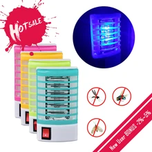 ЕС розетка Электрический москитный убийца светодиодный лампы для борьбы с вредителями мухобойка насекомых Ловушка Zapper Бесшумная Ночная лампа