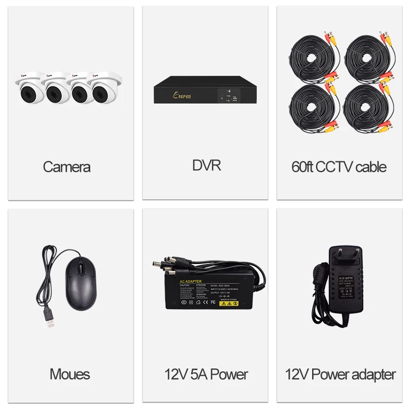 Keeper 5MP комплект камеры AHD dome indoor5MP камера безопасности Система 4 ch DVR 1944P видео выход комплект CCTV легкий дистанционный просмотр на телефоне