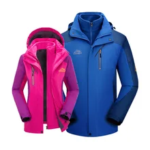 Альпинистская пара зима плюс Толстая бархатная куртка ветрозащитный водонепроницаемый лыжный костюм три в одном плащ куртка для мужчин и W