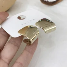 Модные серебряные золотые эффектные геометрические двойные Flod квадратный куб большие серьги гвоздики для женщин хип-хоп вечерние ювелирные изделия