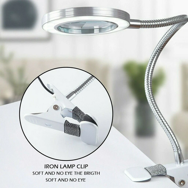 

8X Magnifier Nail Beauty LED Light Tattoo Clip-on Table Top Desk Lamp Makeup Equipment Tool Reading Lighting Tools