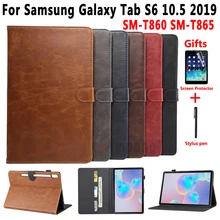 Кожаный чехол для samsung Galaxy Tab S6 10,5 SM-T860 SM-T865 T860 T865, мягкий умный чехол для samsung Tab S6 10,5+ пленка+ ручка