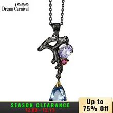 DreamCarnival 1989 длинное ожерелье с подвеской в виде капли воды для женщин, светильник фиолетового, голубого, фуксии, CZ, Новое поступление, колье Bijoux Neo-Gothic
