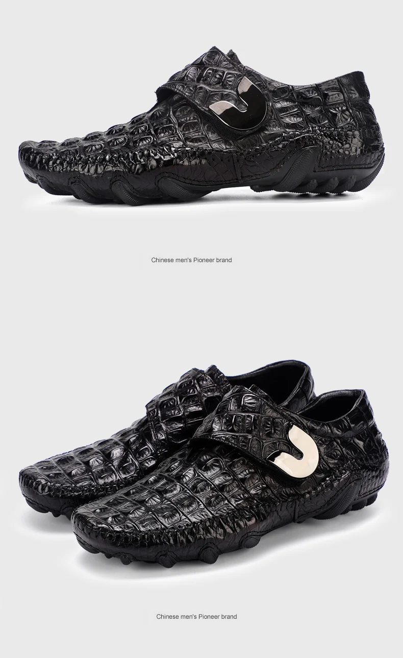 Men's Leather Casual Shoes Men Loafer Crocodile Genuine Leathers Moccasins Men Loafers Leather Casual Boat Shoes Big Size 11 46  (3)