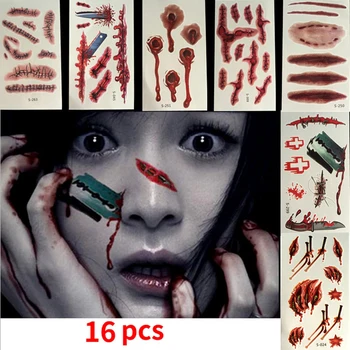 

Zombie Makeup, Halloween Makeup, Scar Tattoo, Halloween Tattoo Fake Blood Makeup , Enjoy Halloween Makeup Kit Zombie Tattoo, 16