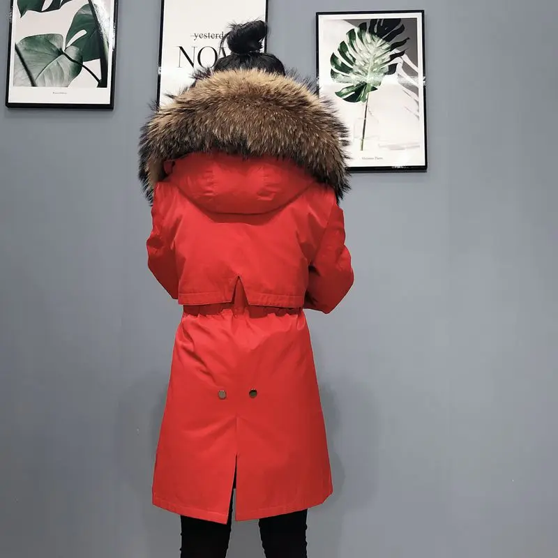 Женская парка со съемной подкладкой OFTBUY очень большая теплая на натуральном меху