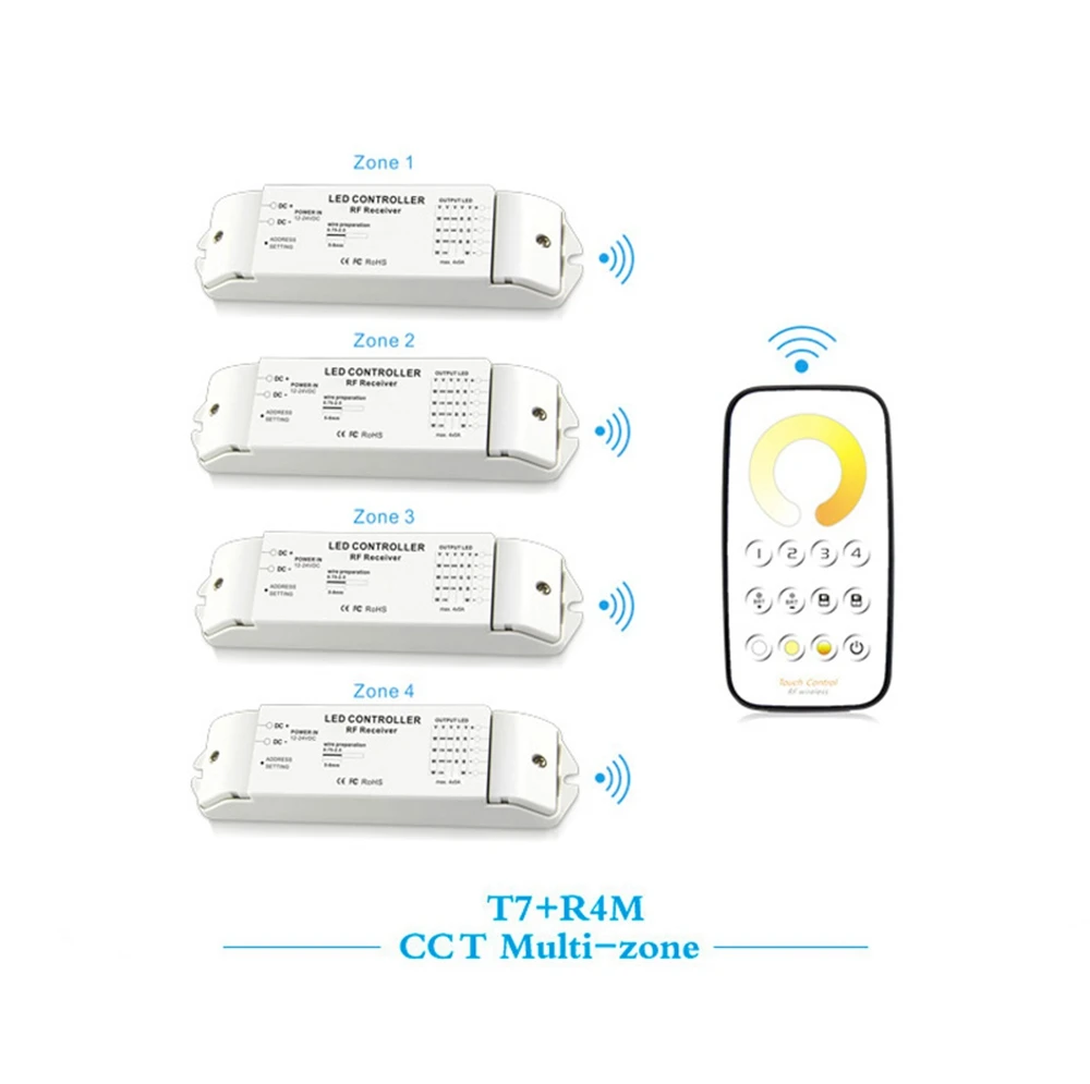 Bincolor T7 + R4M многозонный пульт управления CCT Max 4A * 5CH RF беспроводной дистанционного с