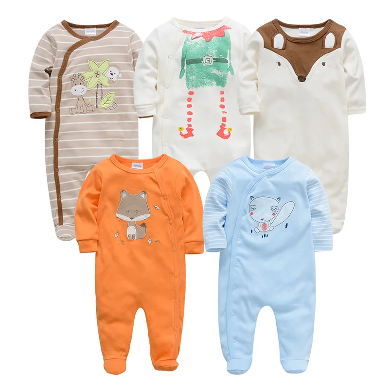 Honeyzone/5 шт.; Детский комбинезон с длинными рукавами для новорожденных; Bebe; комбинезон для мальчиков; хлопок; одежда с животными для маленьких девочек; одежда на осень и весну - Цвет: 8188434445