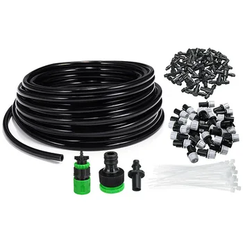 

25m Cooling Patio Misting Agriculture Garden Hose Plant DIY With Nozzle Accessories Drip Irrigation Kit Automatic Watering PVC