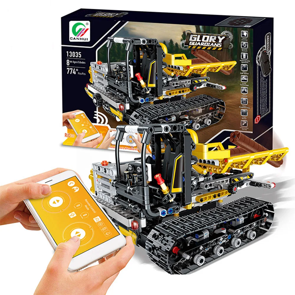 13035 774PCS Engineering City Glory App Remote Control RC Construction Brigade Truck Car Building Blocks Bricks Toy Gift For Kid