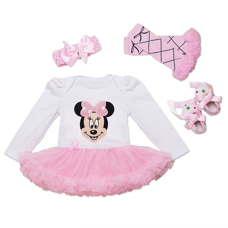 Комплект одежды для младенцев, милая одежда с изображением Минни, эксклюзивная одежда на Пасху для малышей платье-пачка принцессы для девочек комплект из 4 предметов с повязкой на голову - Цвет: New 6