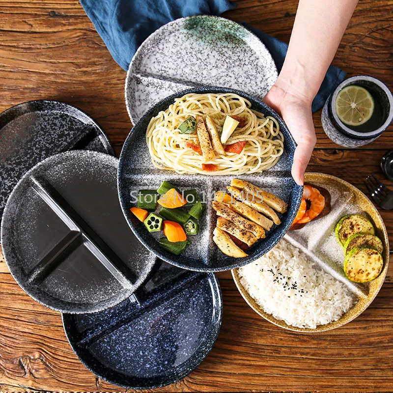 Japanese-style Cutlery Weight Loss Grid Plate Ration Fat Reduction Household Plate Adult Breakfast One-person Food
