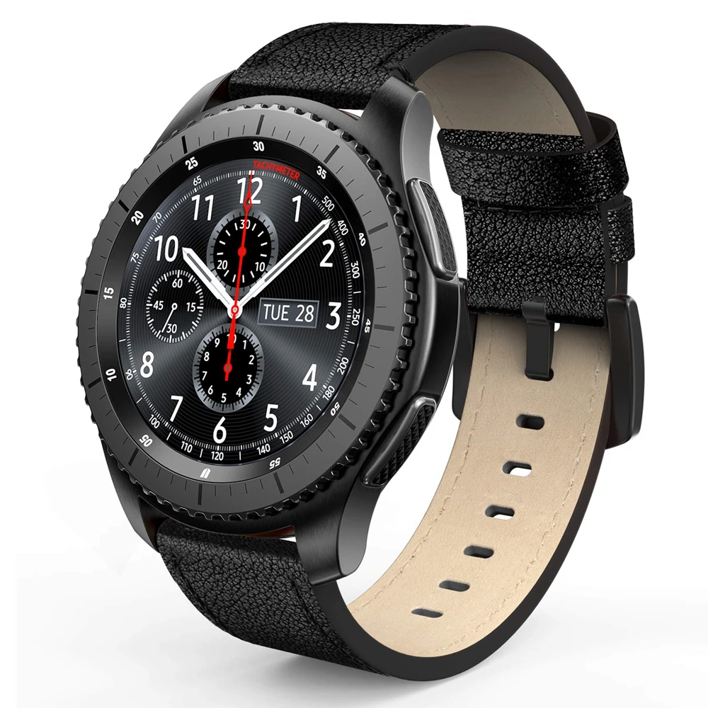 Кожаный ремешок для Galaxy Watch 42 мм 46 мм Active2 gear S3 Band 20 22 мм ремешок для часов Ticwatch E Amazfit Bip SmartWatch correa
