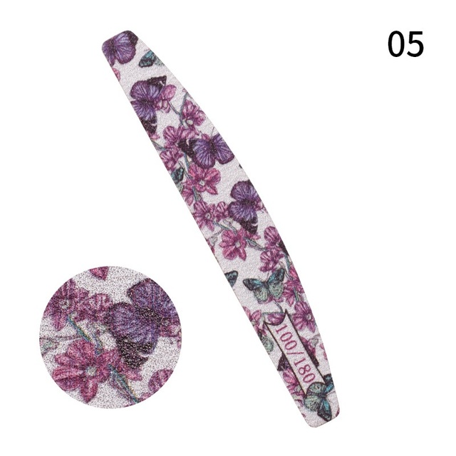 Printed Half Moon Nail file 100/180 Sandpaper Nail File Sanding Gel Polishing files Professional nails manicure file