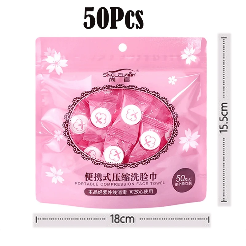 50pcs Сухое сжатое одноразовое полотенце для лица для путешествий - Цвет: 50pcs