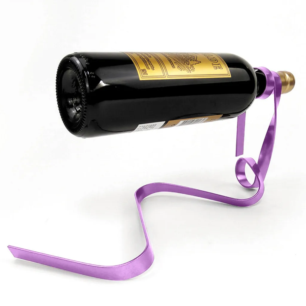 Цветная лента подвесной винный шкаф Железный креативный гравитационный баланс винная Бутылка Кронштейн Многоцветный винный шкаф кухонные аксессуары