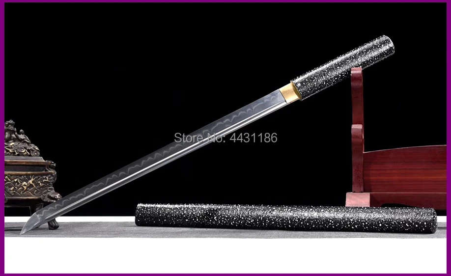 Battle Ready Very Sharp Samurai Straight Knife Saber Clay Tempered T10 Steel Japanese Ninja Wakizashi Dao Sword Katana