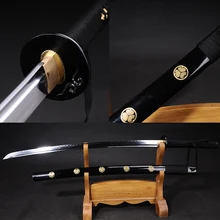 Real japanese katana ninja sword T10 clay-tempered steel blade full tang samurai swords wooden scabbard sharpness for cutting