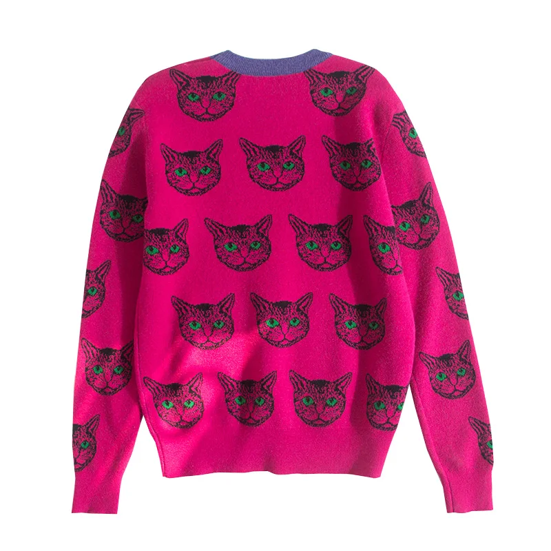 

Spring/Autumn Sweater Pullover O-Neck Jacquard Cartoon Sweater Personality Sweater Street Cute Cool Harajuku Sweet Ladie Clothes