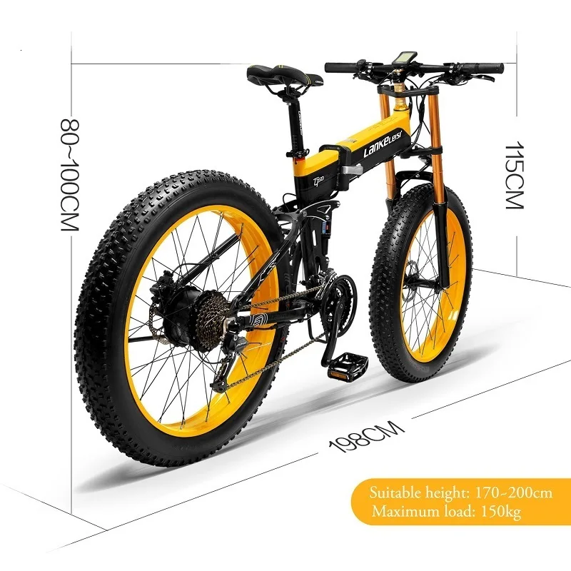 ЕС XT750Plus качество LANKELEISI 26 дюймов Fat Tire складной электрический велосипед 1000 Вт складной E-Bike W