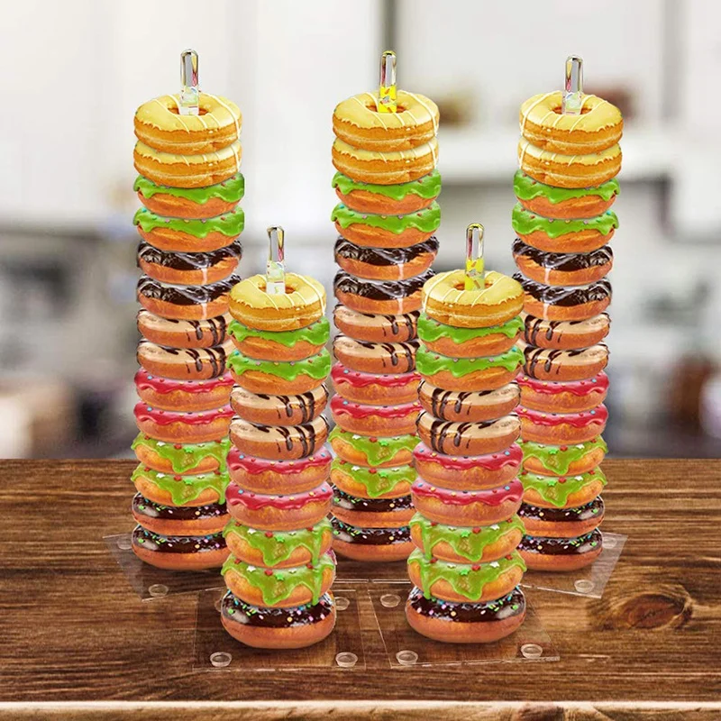 Acrylic Donut Stand Display Holder 5 Pieces,Clear Holder for Baby Shower Wedding& Birthday Party