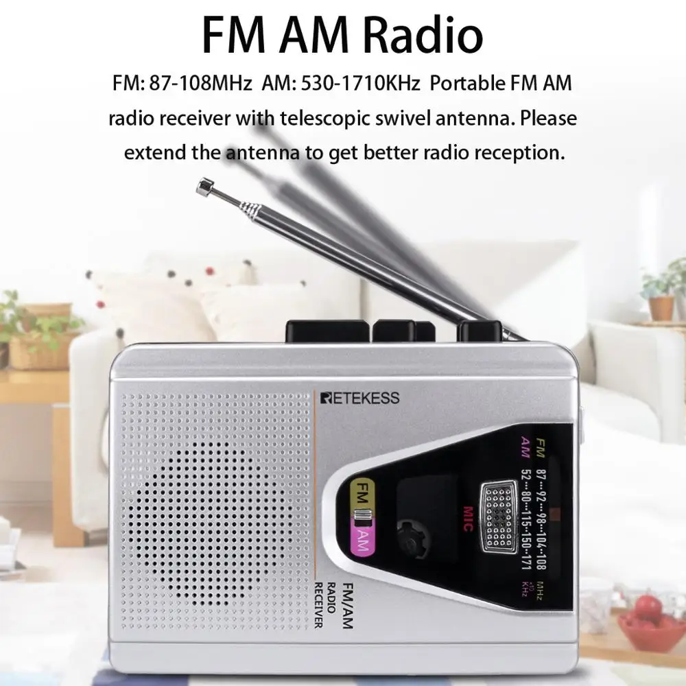 Retekess TR620 FM/AM портативное радио с кассете воспроизведение диктофон и лента