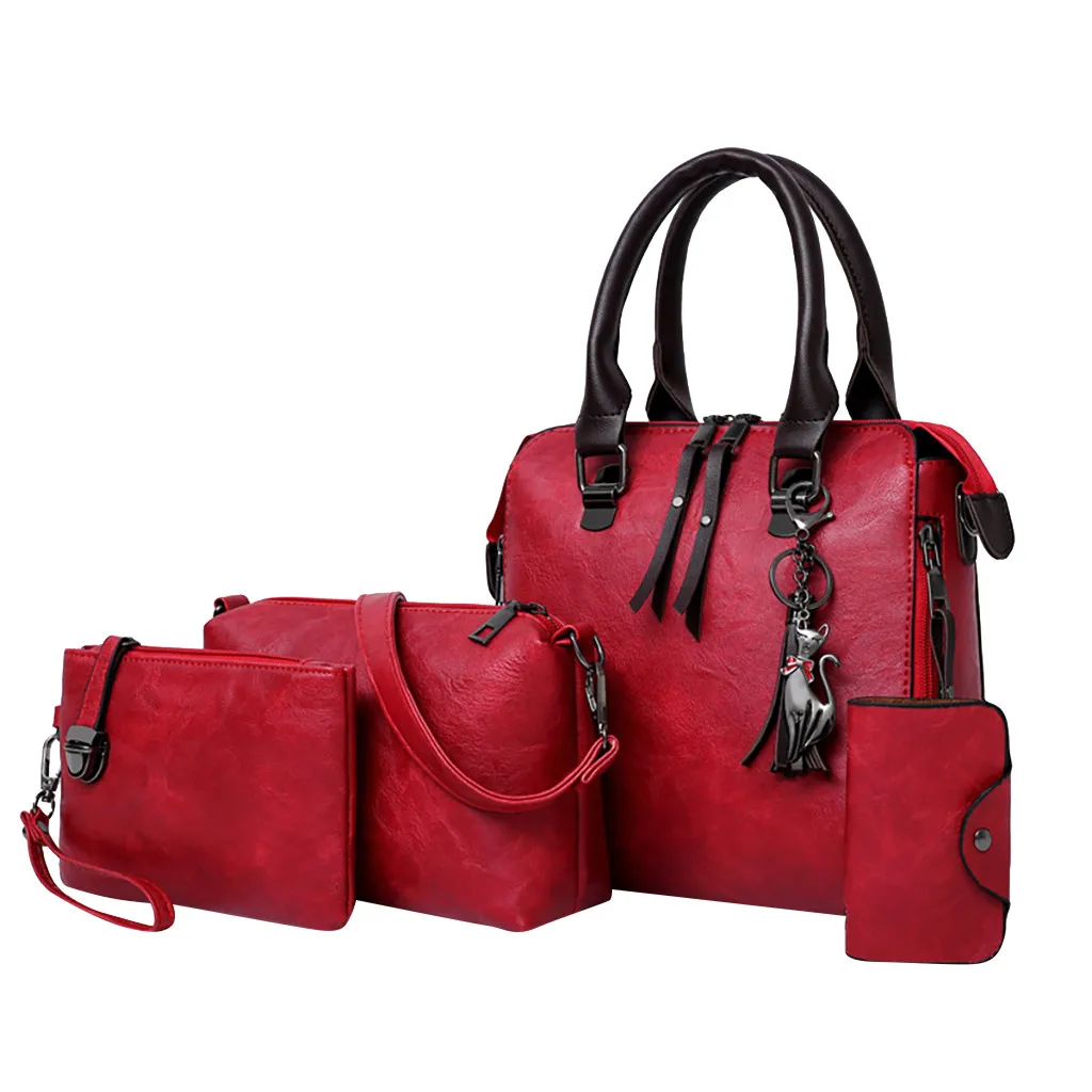 

4pcs/Set Women Composite Bags High Quality Ladies Handbags Female PU Leather Shoulder Messenger Bags Tote Card Bolsa #NEW