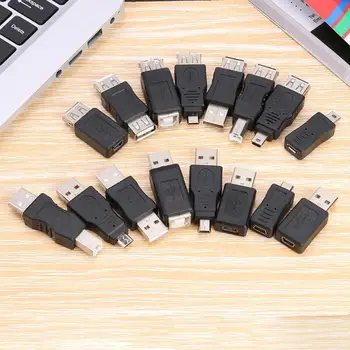 

16pcs Mini USB Micro USB USB2.0 Type-B Male Female OTG Converter Connector Plug Plug and Play without Driver Software