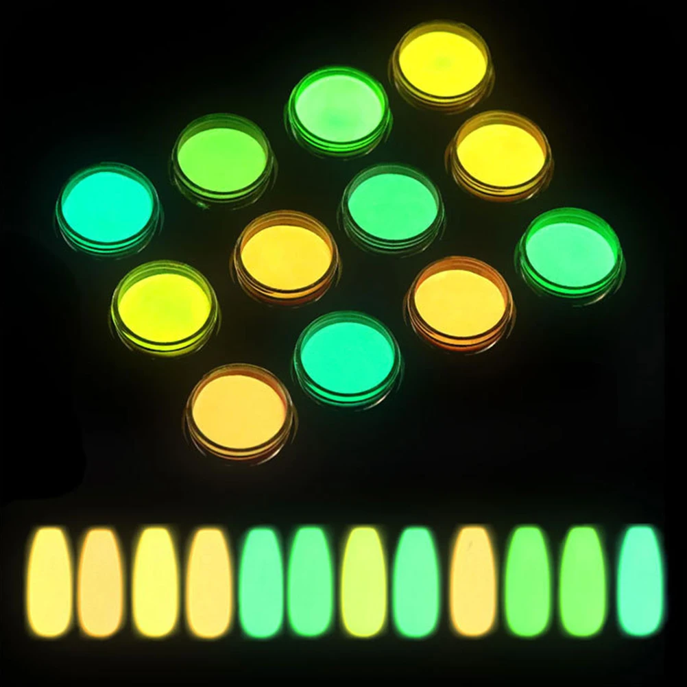 12 флюоресцентные цвета погружающийся порошок Неоновый красочный дизайн ногтей блеск пигмент светящаяся пыль украшения