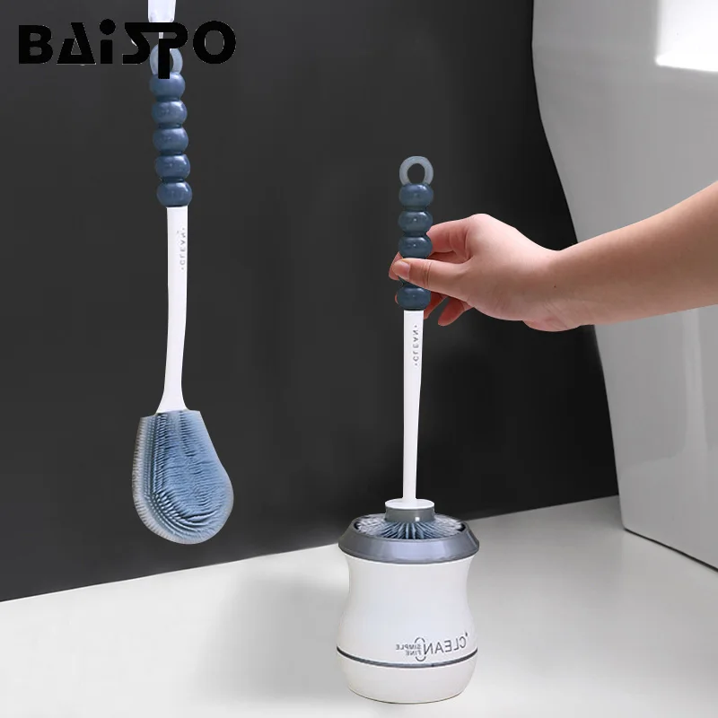 Мягкая силиконовая щетка BAISPO для унитаза с длинной ручкой напольная чистки