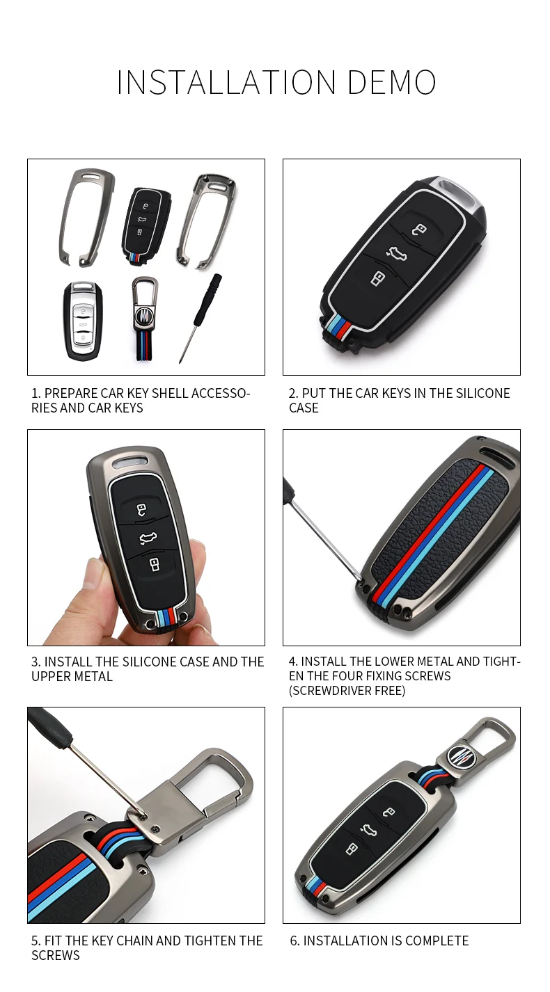 Metal Car Smart Key Case Cover Shell Fob For Geely Boyue Atlas NL3 Emgrand X7 EX7 EC7 GT GC9 Borui Coolray Protector Accessories - H8db3af84e1f64cebae31e31b2745c2e59