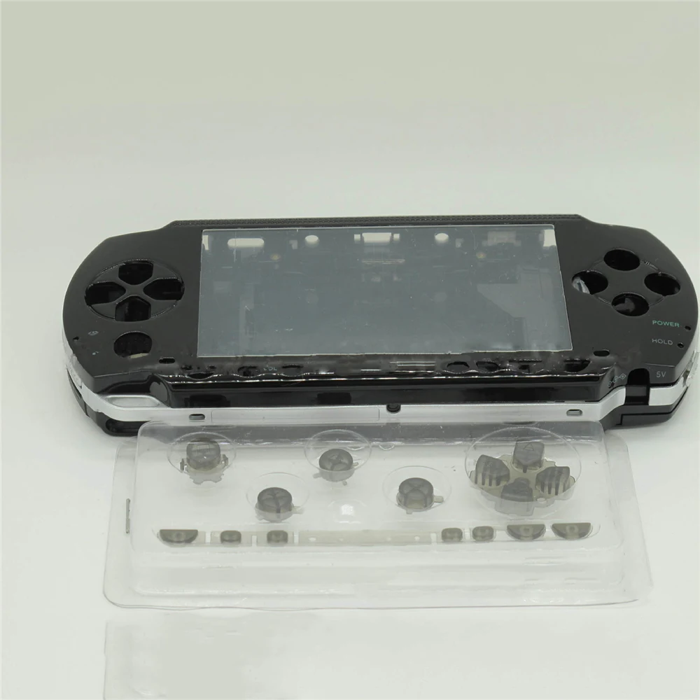 Черный Сменный корпус, чехол с кнопками, набор для sony PSP1000, контроллер игровой консоли, полное покрытие, набор, Запасная часть - Цвет: Черный